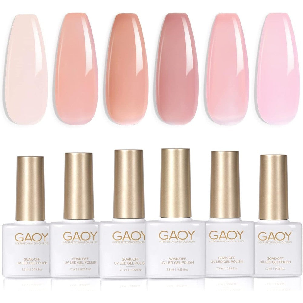 Gaoy Jelly Nude Pink Gel Nail Polish Set front view