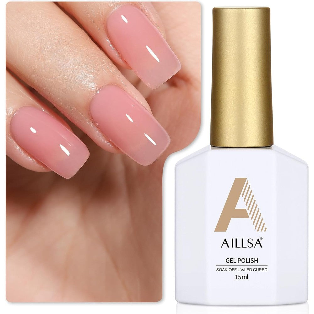 Aillsa Nude Pink Jelly Gel Nail Polish 15ml bottle front view