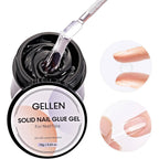 Gellen solid nail glue gel front view of the fifteen gram jar packaging.