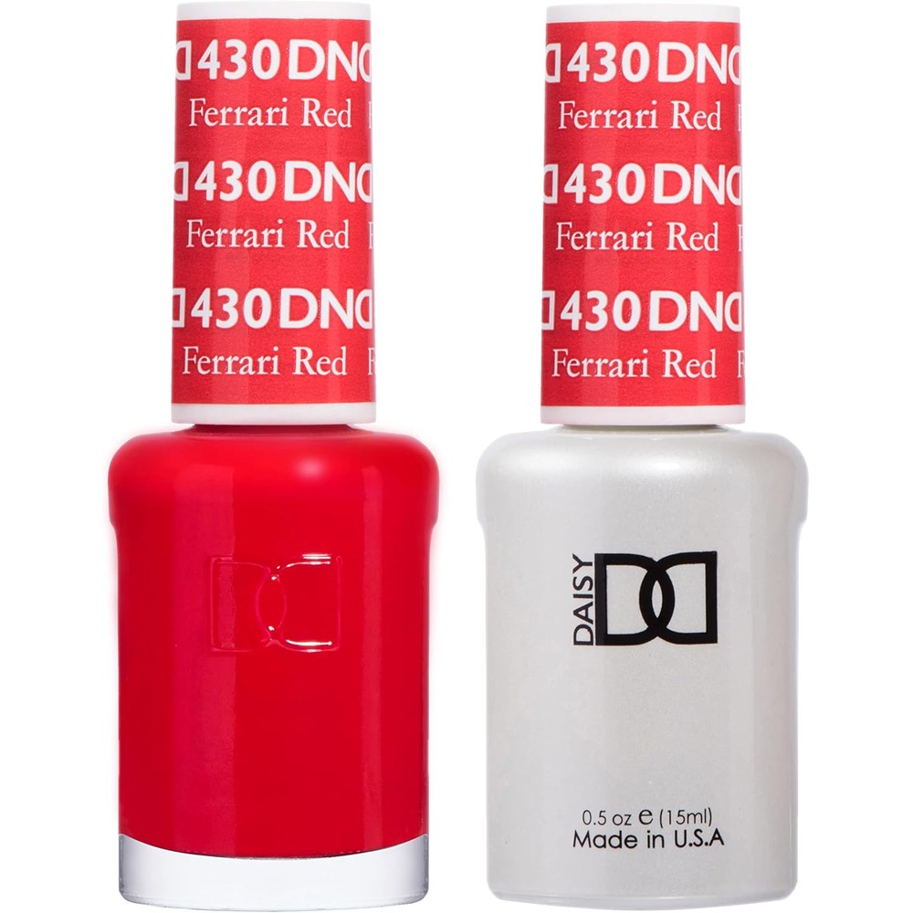 DND Ferrari Red gel polish and lacquer duo set front view