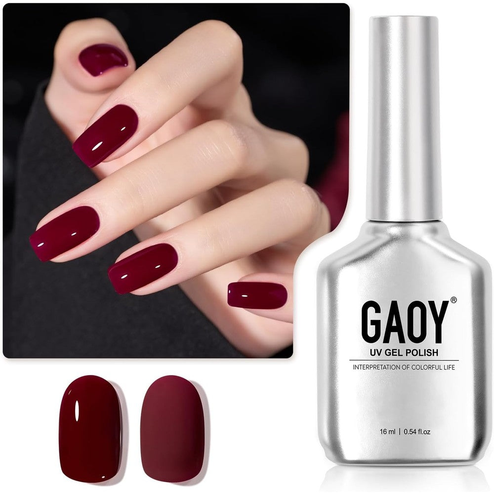 Gaoy Dark Red Cherry gel nail polish bottle front view