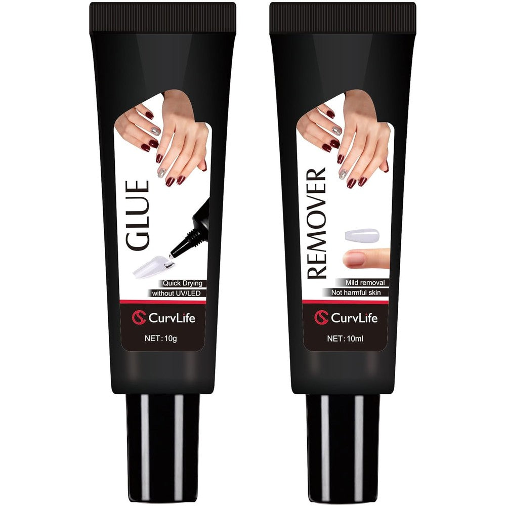 Curvlife 10g semi solid nail glue and remover kit front view