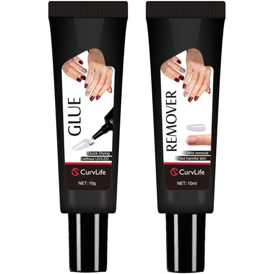 Curvlife 10g semi solid nail glue and remover kit front view
