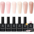 Beetles rubber base gel nail polish set front view showcasing all six bottles
