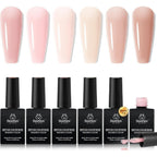 Beetles rubber base gel nail polish set front view showcasing all six bottles