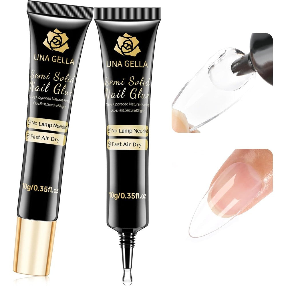 Una Gella solid nail glue kit front view for press ons