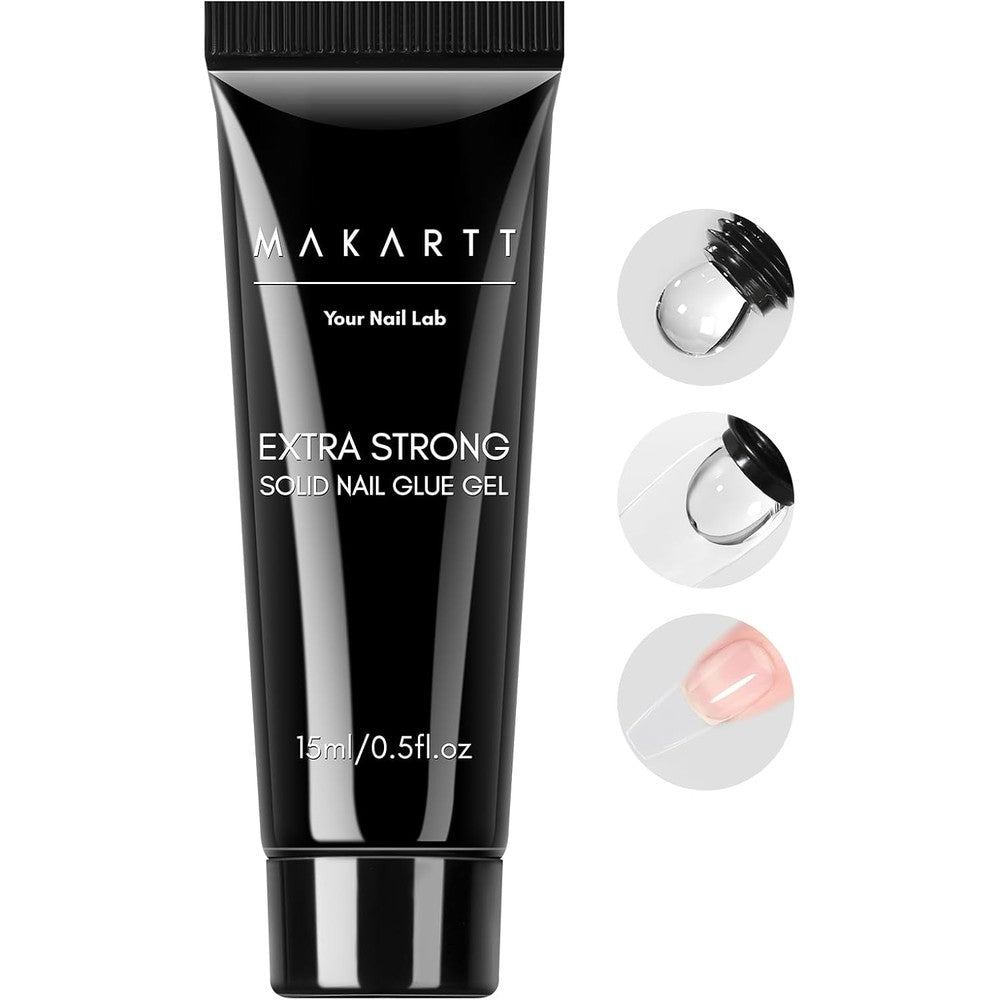 Makartt Solid Nail Glue Gel 15ml bottle front view for press on nails