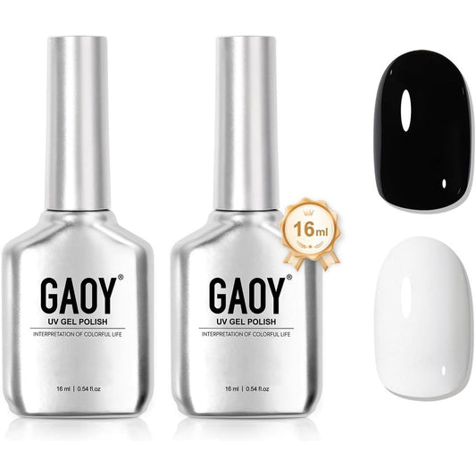 GAOY black and white gel nail polish 16ml bottles front view