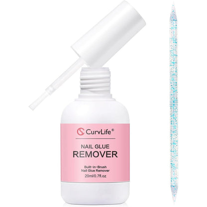 Curvlife Multi-functional Brush-on Nail Glue Remover 20ml bottle front view