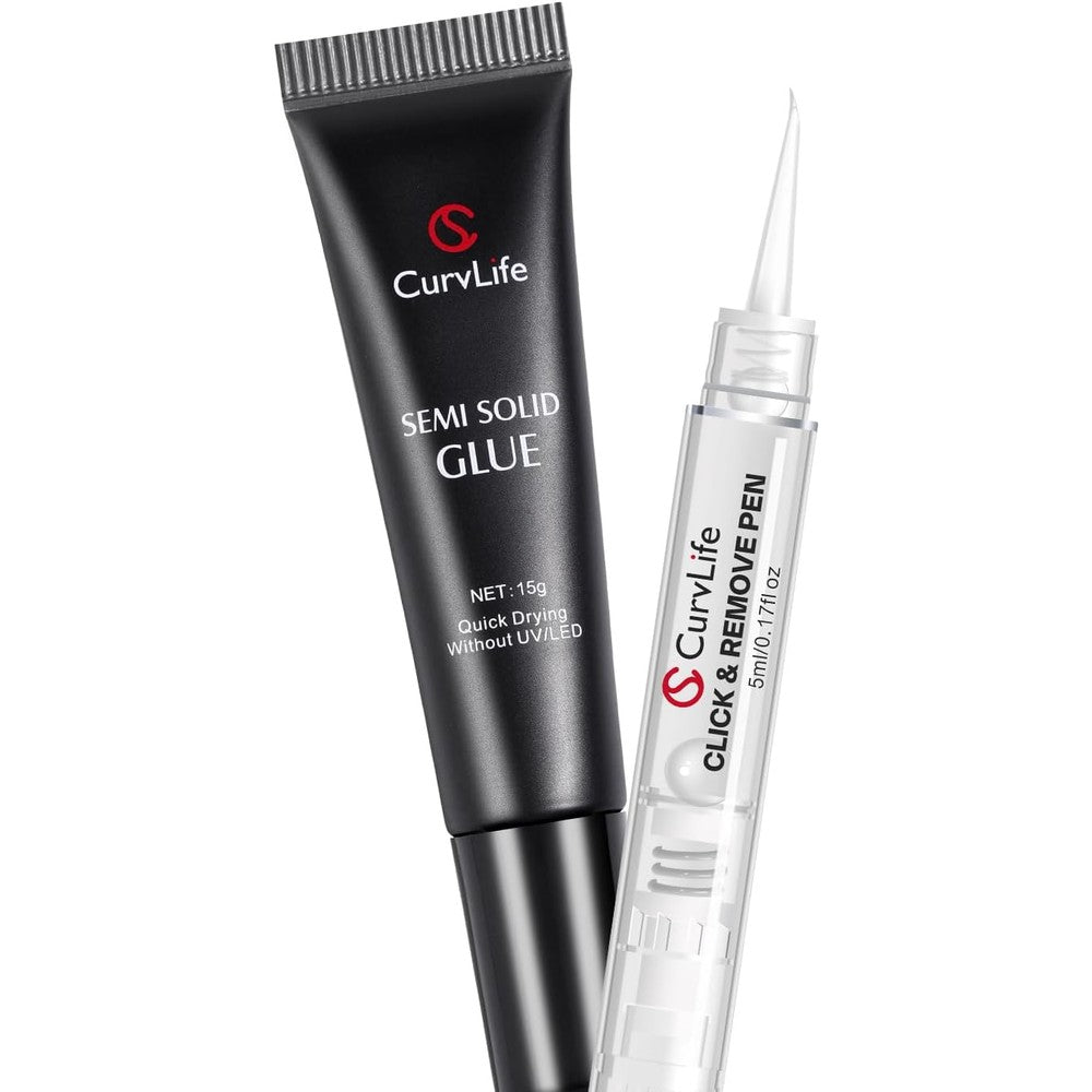 Curvlife 15g semi solid nail glue gel kit front view