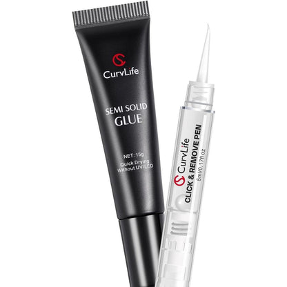 Curvlife 15g semi solid nail glue gel kit front view