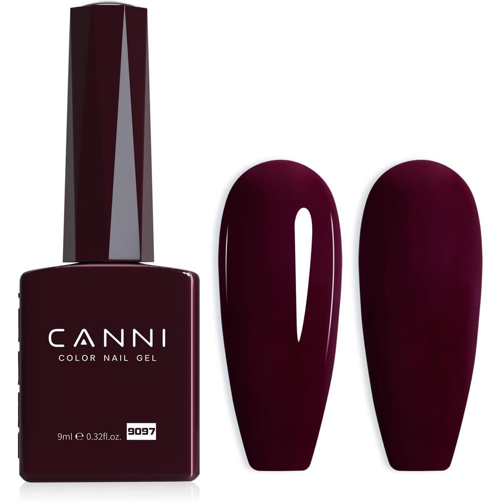 Canni dark red gel nail polish bottle front view