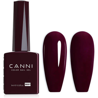 Canni dark red gel nail polish bottle front view