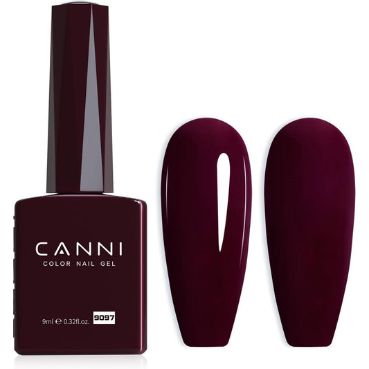 Canni dark red gel nail polish bottle front view