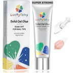 Luckyfairy solid nail glue gel front view of the 15 milliliters squeeze tube package.