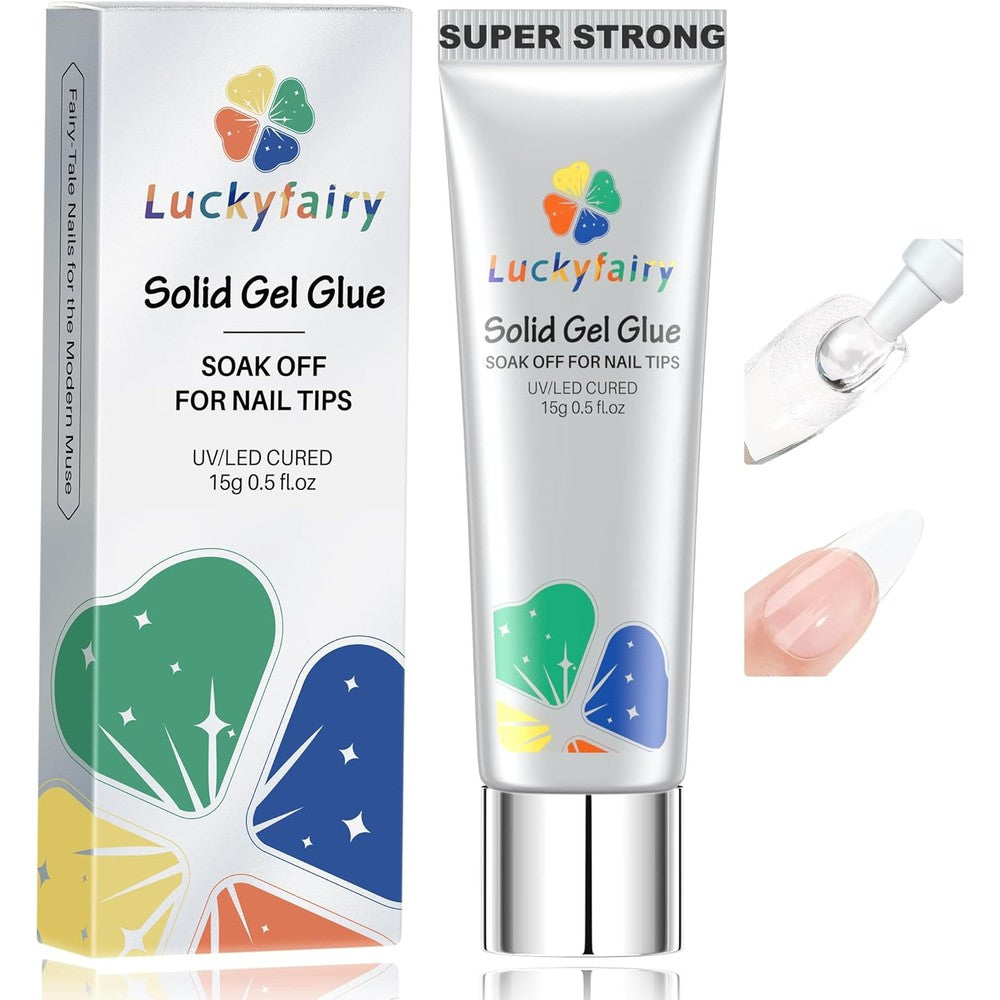 Luckyfairy Solid Nail Glue Gel 15ml bottle front view