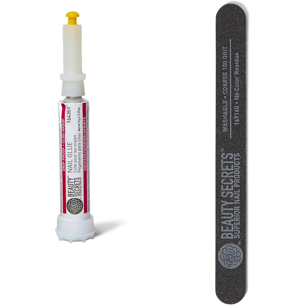Beauty Secrets Drip and Clog Proof Nail Glue bottle with nail file