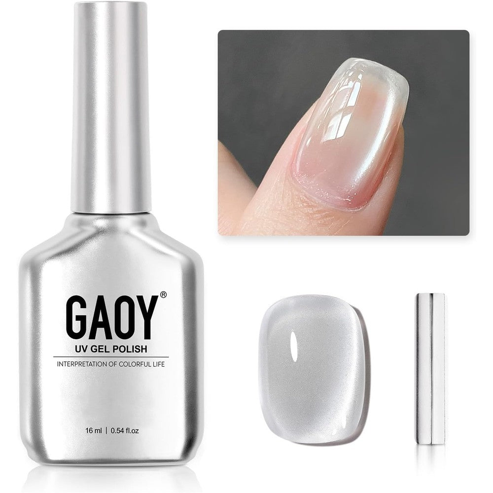 Gaoy Glassy Cat Eye Gel Polish Silvery Moonlight bottle front view