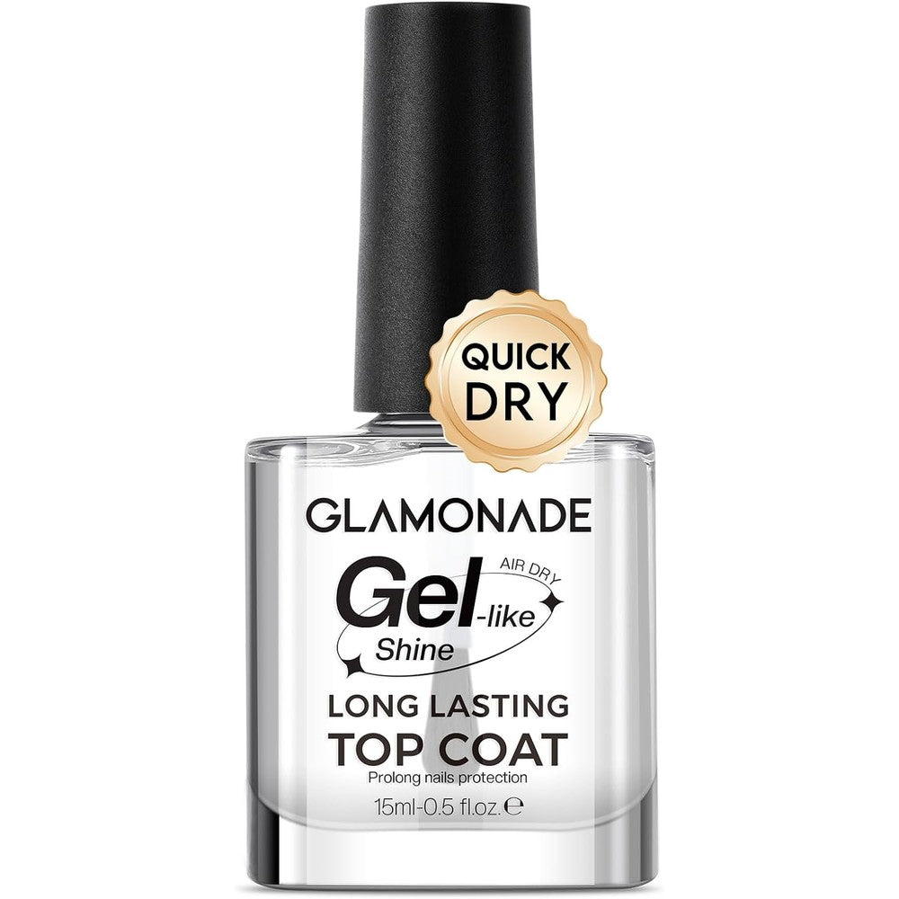 Glamonade Clear Top Coat nail polish front view high shine