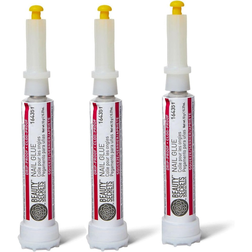 Beauty Secrets Drip and Clog Proof Nail Glue 3 Pack front view