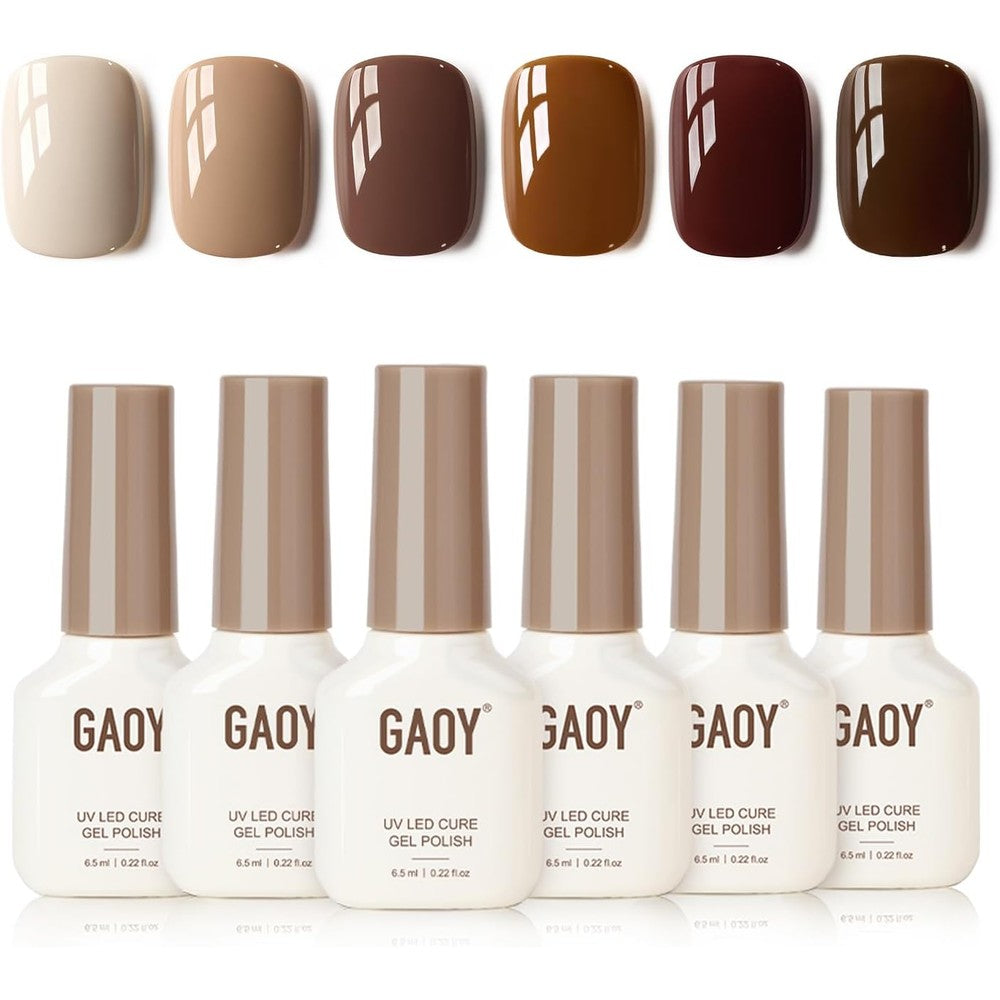 Gaoy Caramel Pudding gel nail polish set of 6 bottles front view