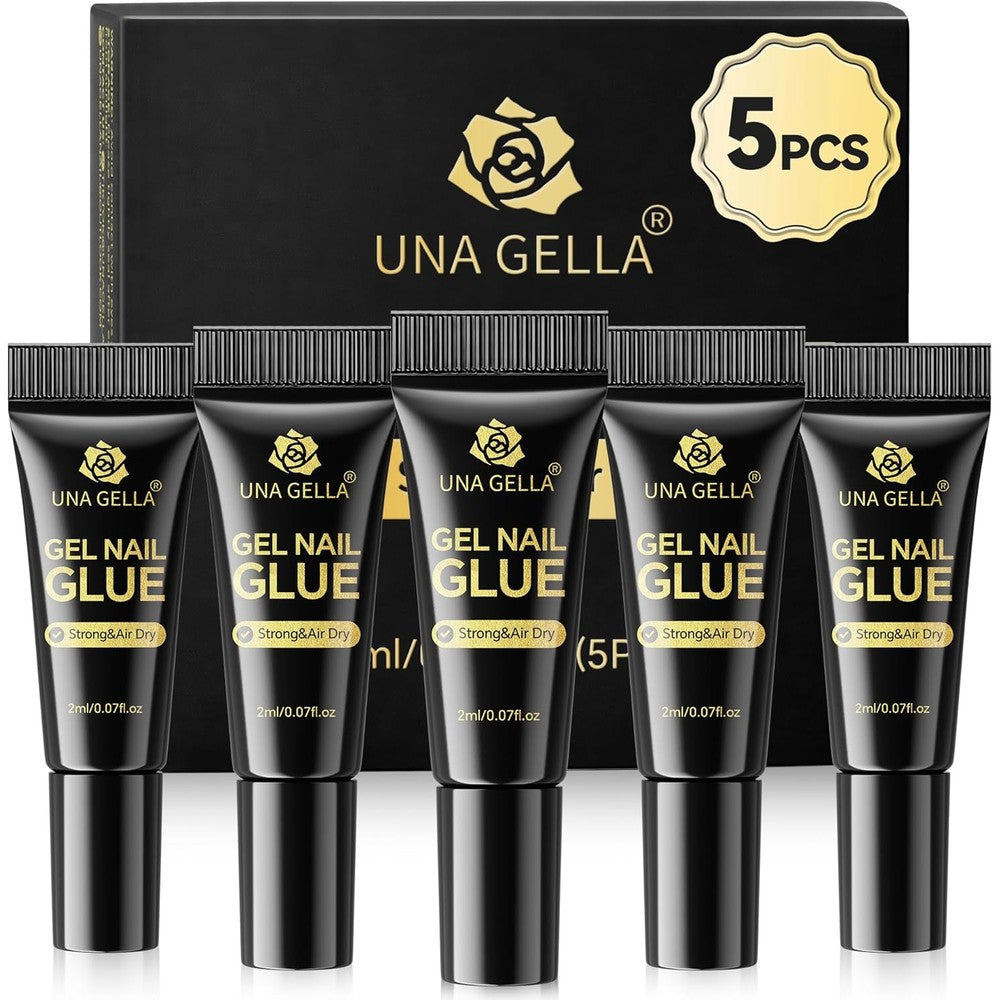 Una Gella Super Strong Nail Glue five pack set front view