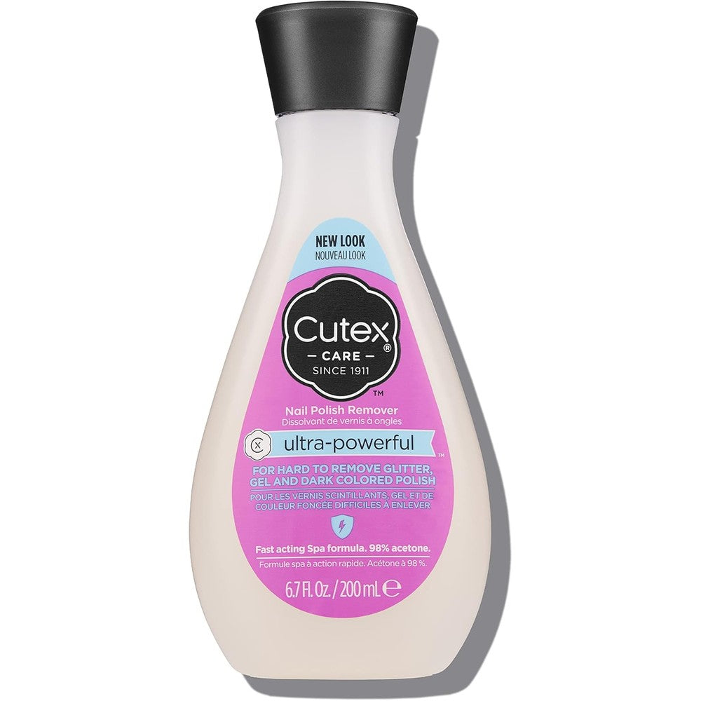 Cutex Ultra Powerful Gel Nail Polish Remover front view bottle showing product details