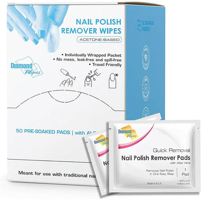 Diamond Wipes nail polish remover wipes box front view premium packaging
