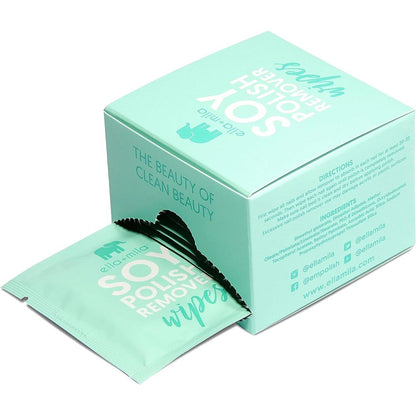 Ella Mila soy nail polish remover wipes twelve pack packaging front view