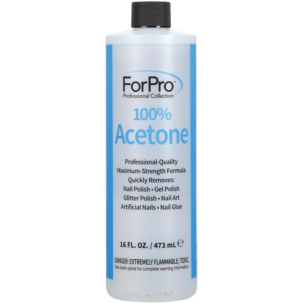 ForPro Professional Collection 100 Percent Pure Acetone front view bottle showing professional salon strength labeling