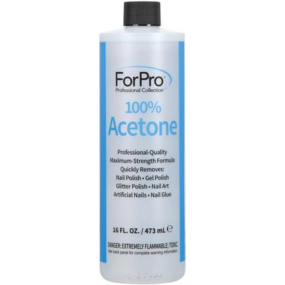 ForPro Professional Collection 100 Percent Pure Acetone front view bottle showing professional salon strength labeling