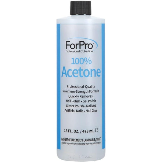 ForPro Professional Collection 100 Percent Pure Acetone front view bottle showing professional salon strength labeling