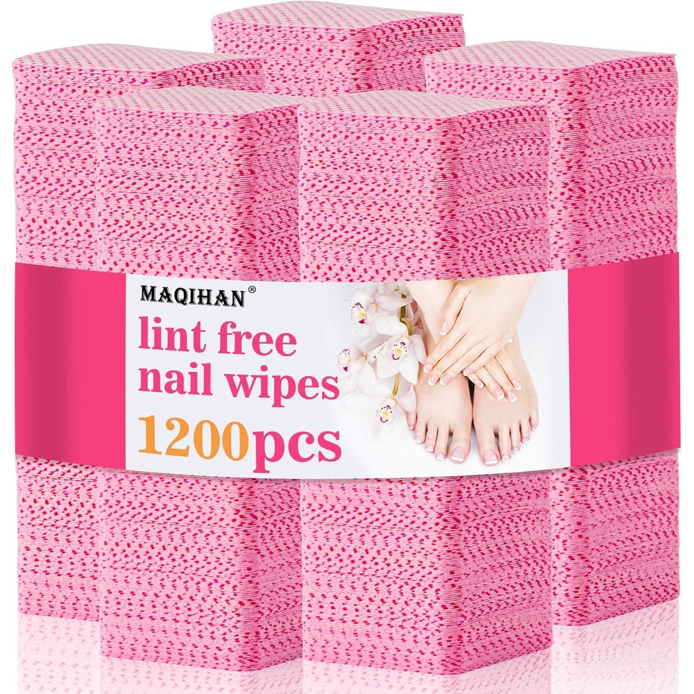 MAQIHAN 1200 pack lint free nail wipes front view of product packaging for professional manicures