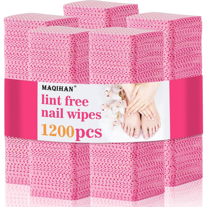 MAQIHAN 1200 pack lint free nail wipes front view of product packaging for professional manicures