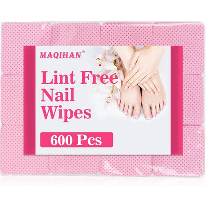 Maqihan 600 Lint Free Nail Wipes Pink front view for gel nails