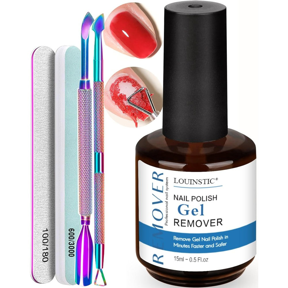 Louinstic Gel Nail Polish Remover kit front view on white background