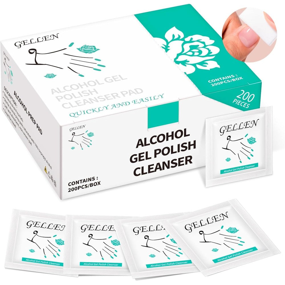 Gellen nail cleanser pads pack of 200 front view product box