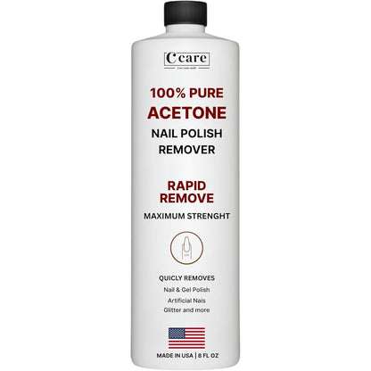 C CARE 100% Pure Acetone Nail Polish Remover front view bottle