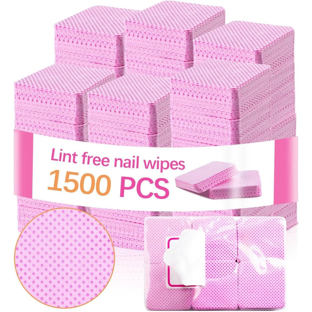 Lipetol lint free nail wipes front view of premium pink non woven pads for professional manicures