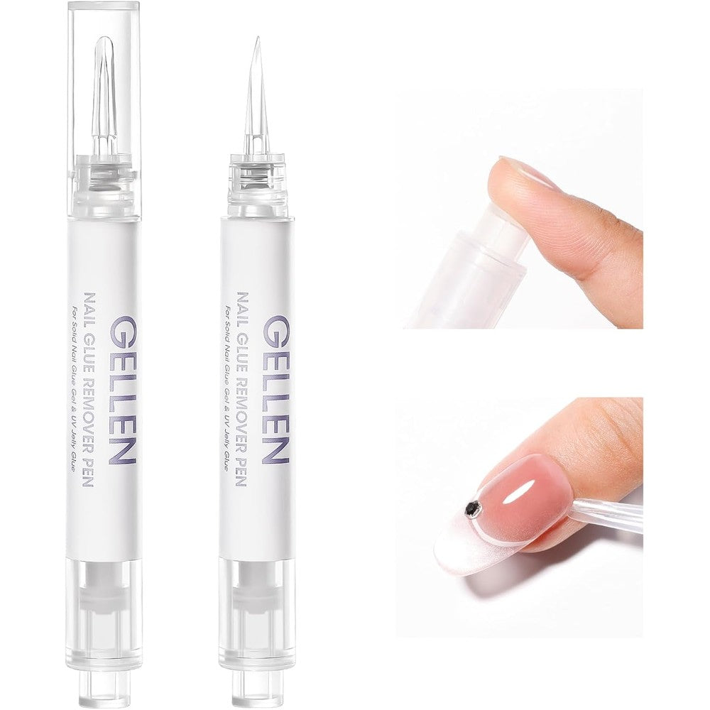 Gellen Nail Glue Remover Pen twin pack front packaging view showcasing authentic imported beauty care