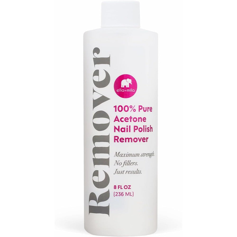 Ella Mila pure acetone nail polish remover eight fluid ounce front view bottle