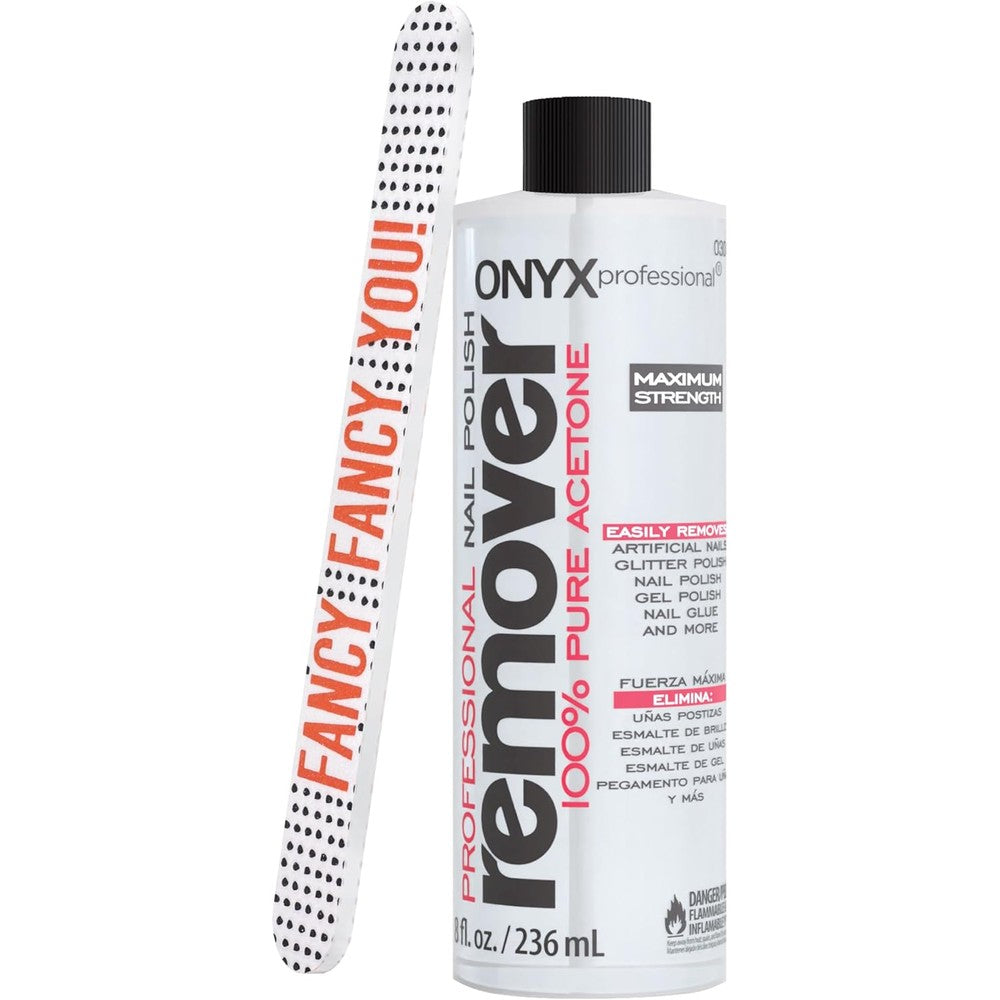 Onyx Professional 100 percent pure acetone nail polish remover bottle front view