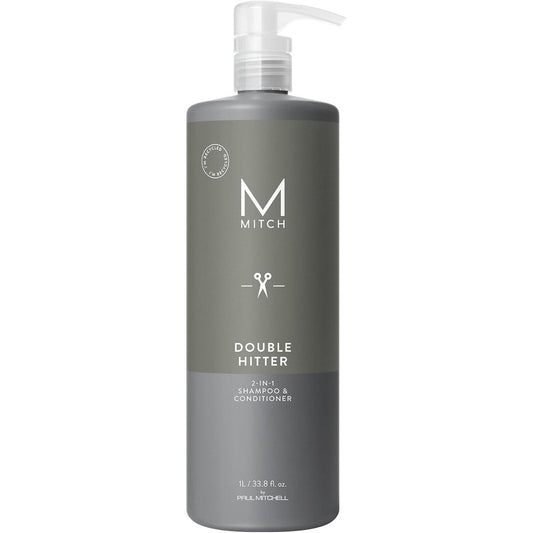 MITCH by Paul Mitchell Double Hitter 2-in-1 Shampoo and Conditioner front view for premium men's hair care