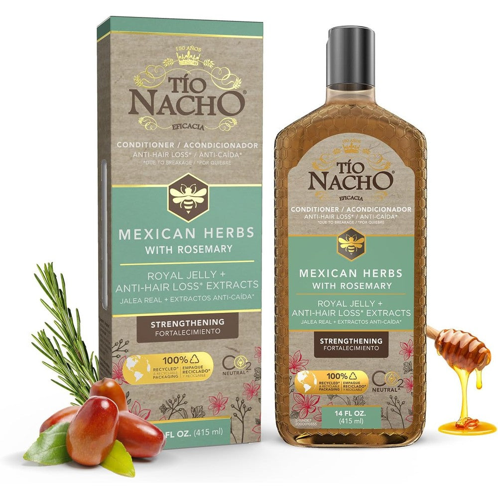Tio Nacho Mexican Herbs Anti Hair Loss Conditioner front view bottle showing royal jelly packaging details