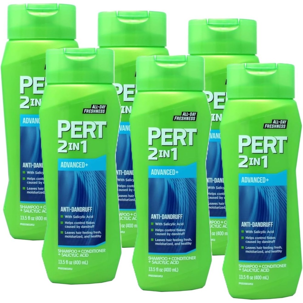 Pert 2 In 1 Anti Dandruff Shampoo and Conditioner front view pack of six