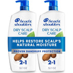 Front view of Head & Shoulders Dry Scalp Care twin pack shampoo bottles