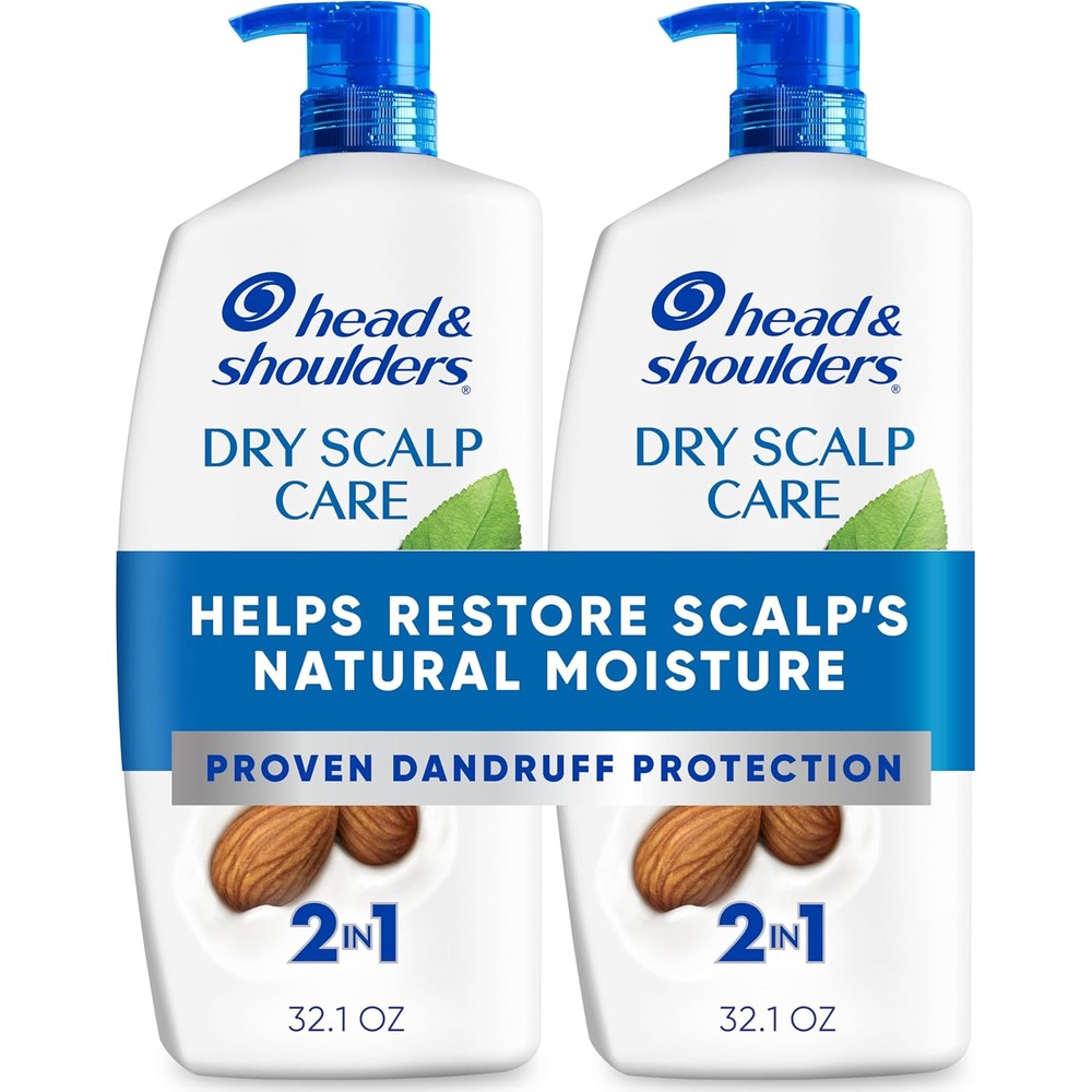 Front view of Head & Shoulders Dry Scalp Care twin pack shampoo bottles
