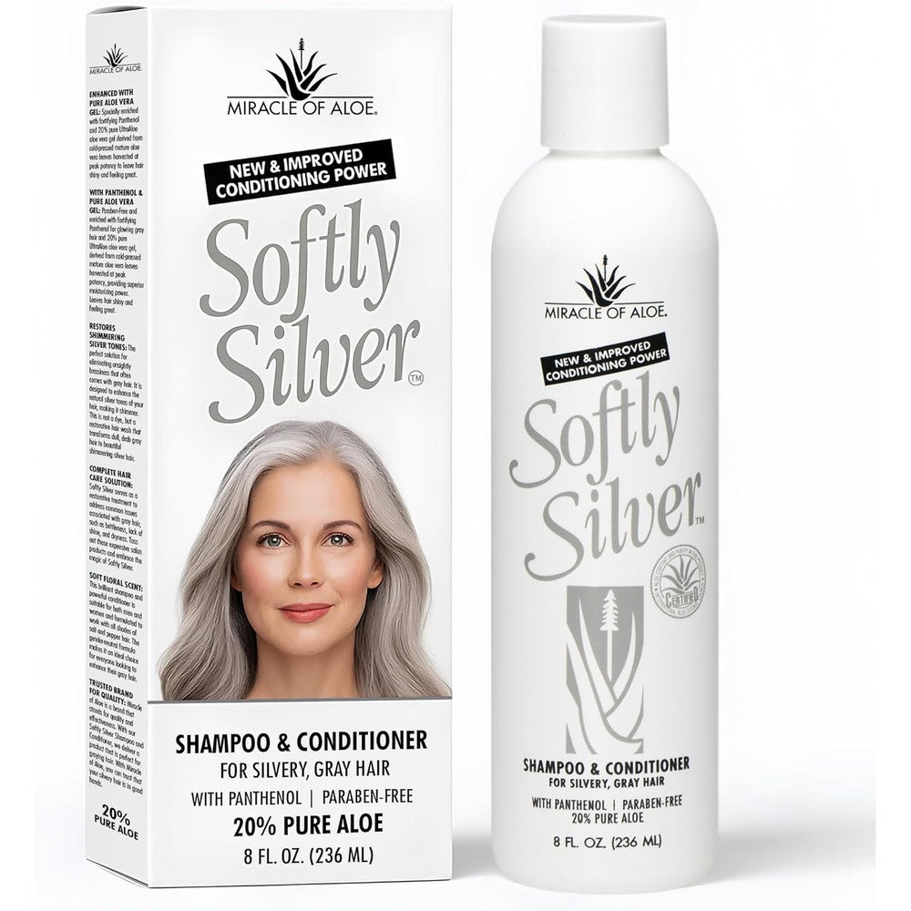 Miracle of Aloe Softly Silver 2-in-1 Purple Shampoo front view bottle