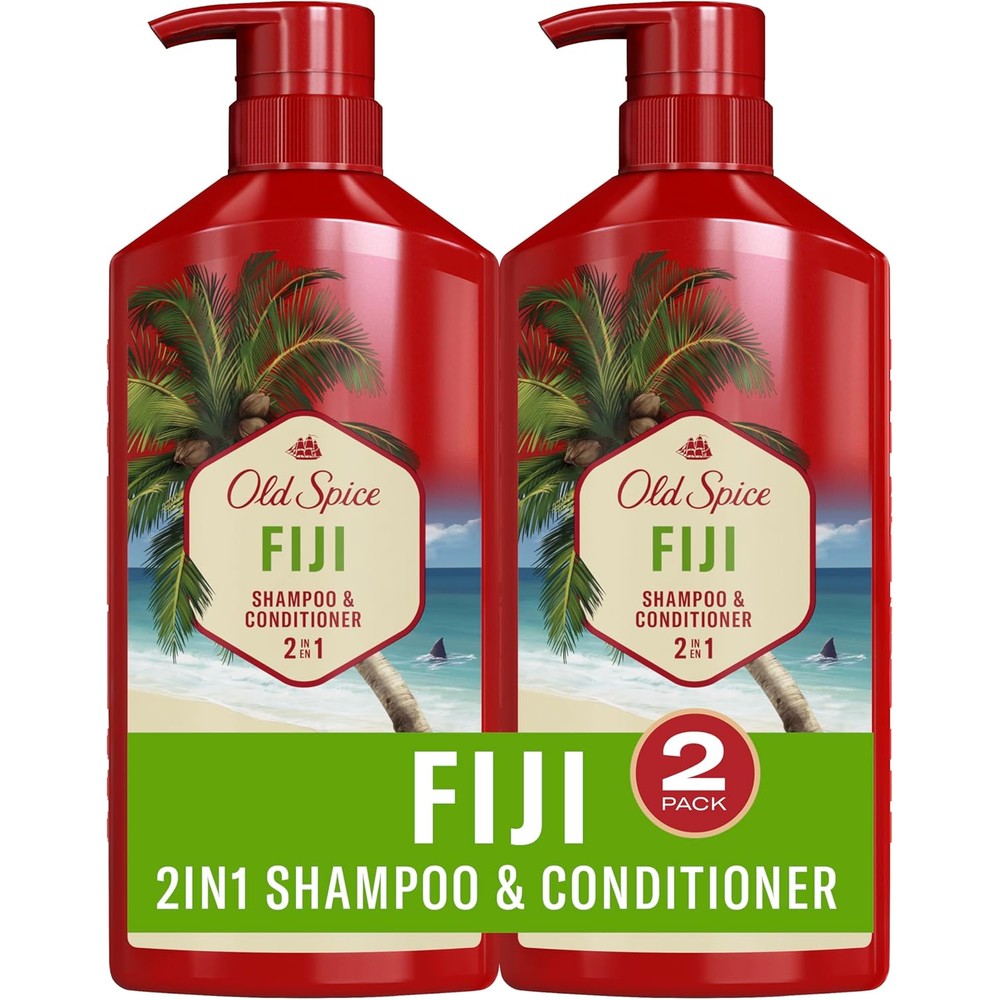Old Spice Fiji 2 in 1 Shampoo and Conditioner twin pack front view