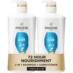 Pantene Classic Clean 2-in-1 Shampoo and Conditioner twin pack front view